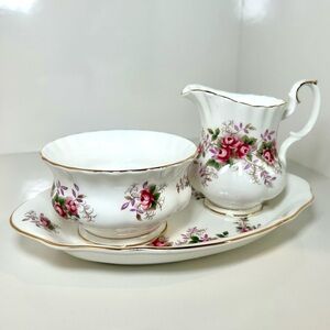 Vintage Royal Albert Floral Lavender Rose Mini Creamer & Open Sugar Set